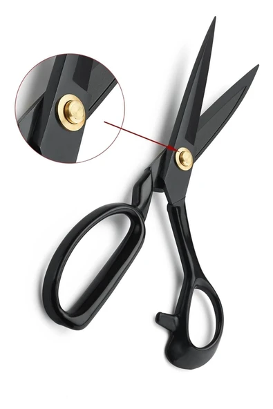 ÇEÇEN HOME Profesyonel Siyah Kumaş Terzi Makası 28cm 11"inç Paslanmaz Çelik Bilenebilir A-275 Özel Kutusunda - 3