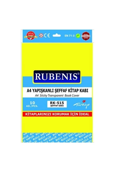 Rubenis Şeffaf Sarı A4 Yapışkanlı Buzlu Kitap Kabı *10