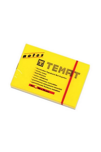 Temat Yapışkanlı Not Kağıdı 50x75 Mm Fosforlu Sarı