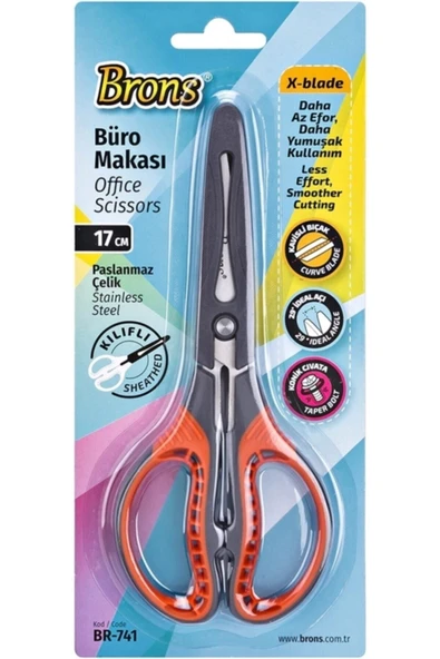 Brons Br-741 Kılıflı Büro Makası 17 Cm Blisterli