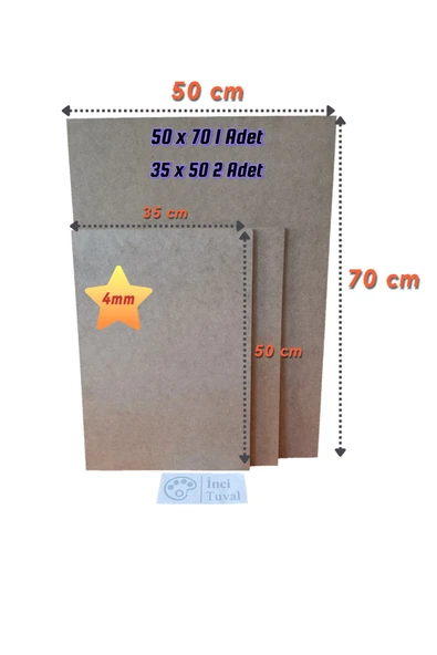 İNCİ TUVAL Duralit 1 Adet 50x70 2 Adet 35x50cm Hobi Karakalem Çizim Resim Altlığı 1.Kalitede 4mm Sağlam Esnemez