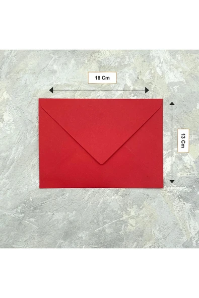 BuseDesign 50 Adet Davetiye Kartpostal Mektup Zarfı (13x18 Cm) - Kırmızı Renk - 2