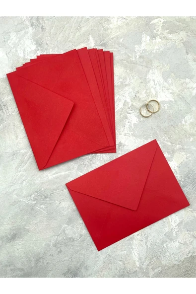 BuseDesign 50 Adet Davetiye Kartpostal Mektup Zarfı (13x18 Cm) - Kırmızı Renk