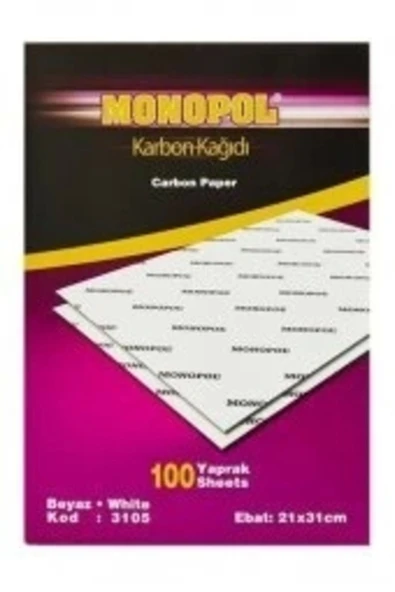Monopol Karbon Kağıdı 100 Lü A3 Beyaz 3116 - 100'lü Paket