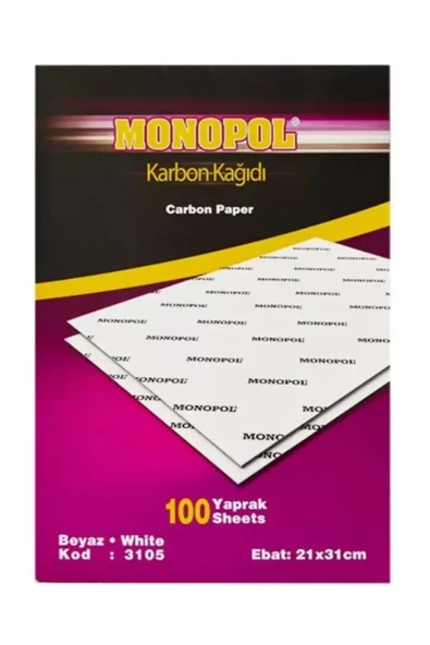 Monopol Karbon Kağıdı 100 Lü A4 Beyaz 3105 - 100'lü Paket