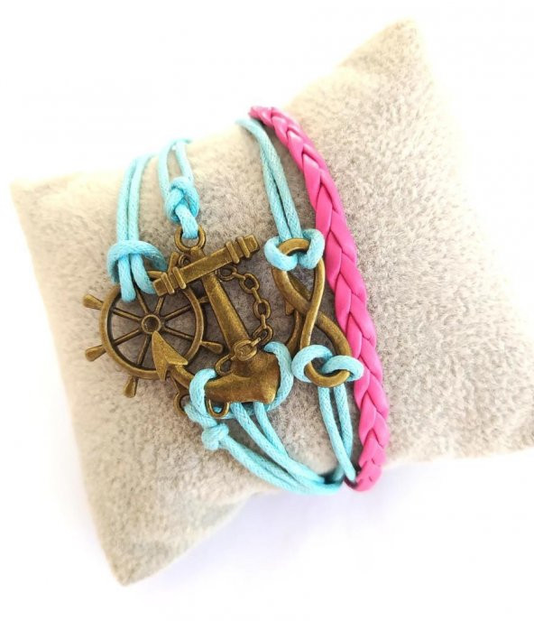 Çapa Sonsuzluk Dümen Ayarlanabilir İp Bileklik ürün görseli