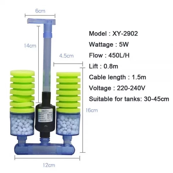 Xinyou İki Süngerli Motorlu Seramikli Pipo Filtre XY-2902 - 2