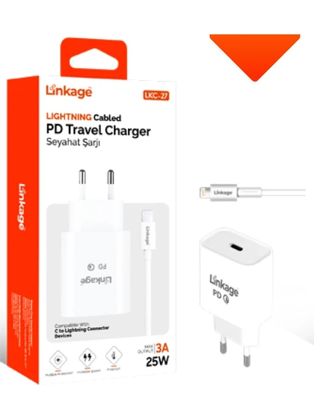 Linkage PD Quick Charge 3.4A, 25W 1XUSB-C Lightning Kablo Şarj Başlık LKC-27