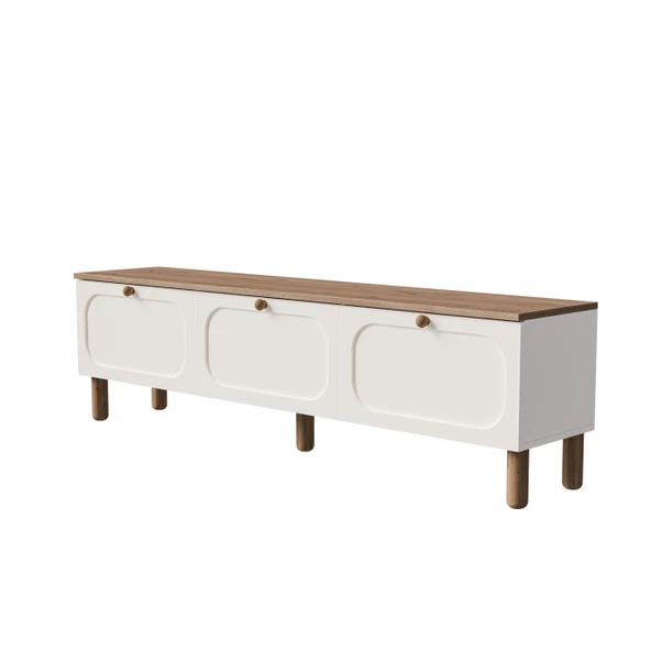 1280 Monza 180 Cm (Membran MDF Kapaklı) Bohem Tv Ünitesi Sepet-Beyaz - 7