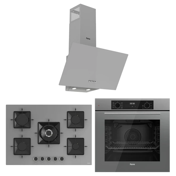 Ferre Flowart Florenz Essential Gri 3'lü Ankastre Set ( QBL63CPR-SS038-D088 )