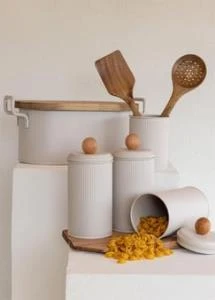 THE MİA STRİPE AHŞAP KAPAKLI EKMEK SAKLAMA KUTUSU BEJ 40*22*18 CM - 4