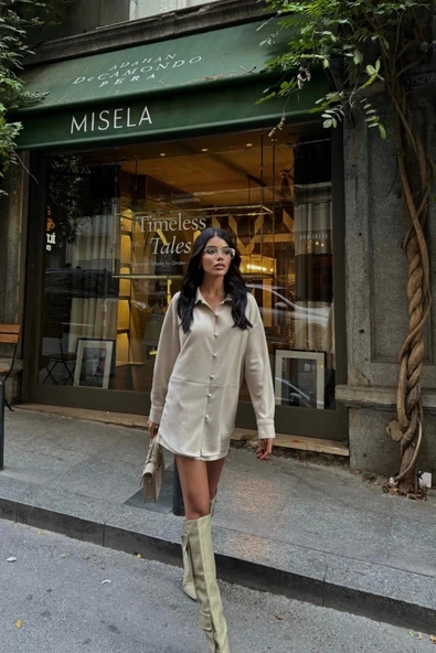 SÜET GÖMLEK - Taş - 4