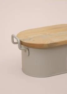 THE MİA STRİPE AHŞAP KAPAKLI EKMEK SAKLAMA KUTUSU BEJ 40*22*18 CM - 5