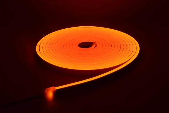Neon LED şerit 5metre Turuncu LED zincir bandı hortum esnek dekoratif aydınlatma ışık 12V 10W (1. Gen.)