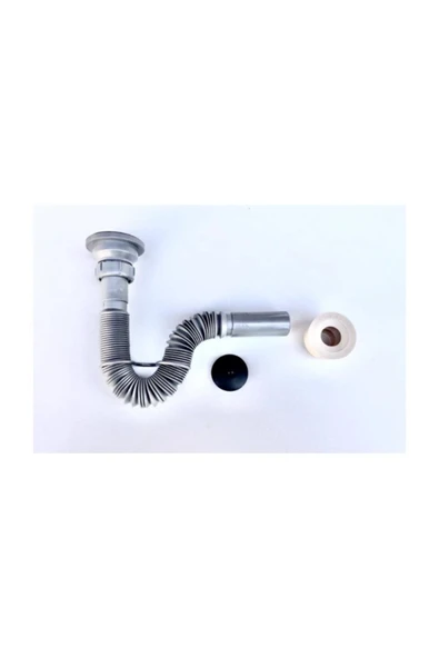 AKBELLİ GROUP Lavabo Evye Sifonu Lüks Körüklü + Adaptör Conta Donau Gri  32 Mm