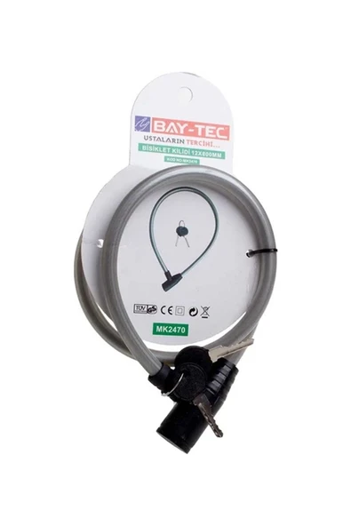 AKBELLİ GROUP Bay-tec Anahtarlı Bisiklet Ve Motosiklet Kilidi Anahtarlı Kilit Motor 80 Cm