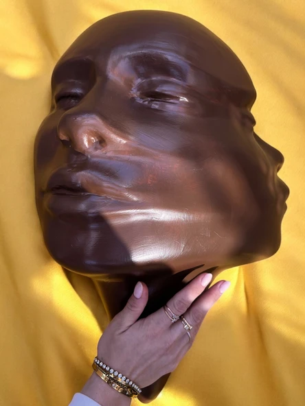 Soyut 3D Yüz Heykeli – Modern Duvar Sanatı | El Yapımı Dekoratif Mask | 48x32 cm Çağdaş Heykel Duvar Dekoru - 8