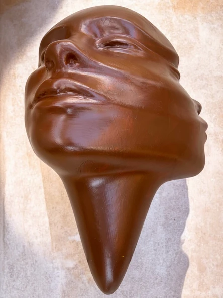 Soyut 3D Yüz Heykeli – Modern Duvar Sanatı | El Yapımı Dekoratif Mask | 48x32 cm Çağdaş Heykel Duvar Dekoru - 7