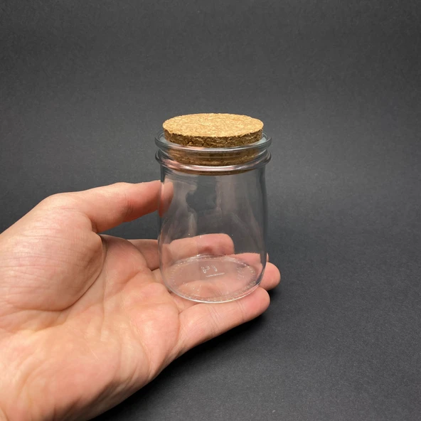 120 ml Cam Kavanoz Mantar Tıpalı - 120cc Yuvarlak Kavanoz, Mantar Tıpalı Cam Şişe x 6 Adet