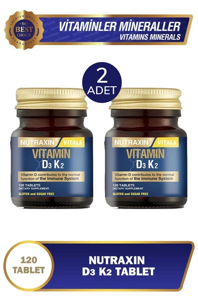 Nutraxin Vitamin D3K2 1000 IU 120 Tablet 2 Adet