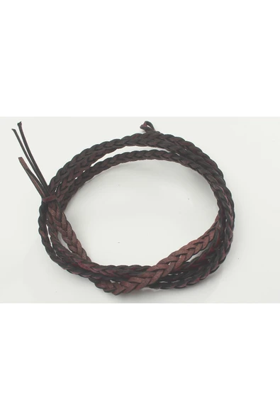 8-12 MM YASSI ÖRGÜLÜ NATUREL (DOĞAL) DERİ KORDON (1 METRE) - 4