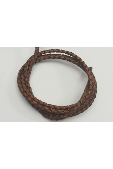 4-6 MM YUVARLAK ÖRGÜLÜ NATUREL (DOĞAL) DERİ KORDON (1 METRE) ürün görseli 1