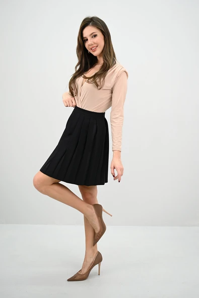 Kadın Yüksek Bel Pileli Etek 6316-25 - 6