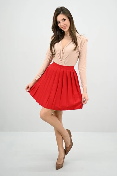 Kadın Yüksek Bel Pileli Etek 6316-25 - 11