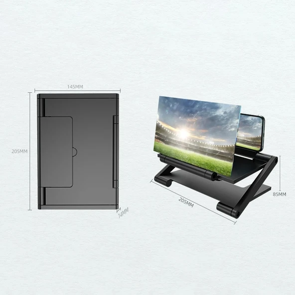 Monozone Uzaktan Kumandalı Telefon Ekran Büyüteci Katlanır  3D Telefon Büyütücü Projeksiyon HD - 10