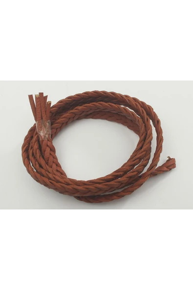 8-12 MM YASSI ÖRGÜLÜ NATUREL (DOĞAL) DERİ KORDON (1 METRE) - 3