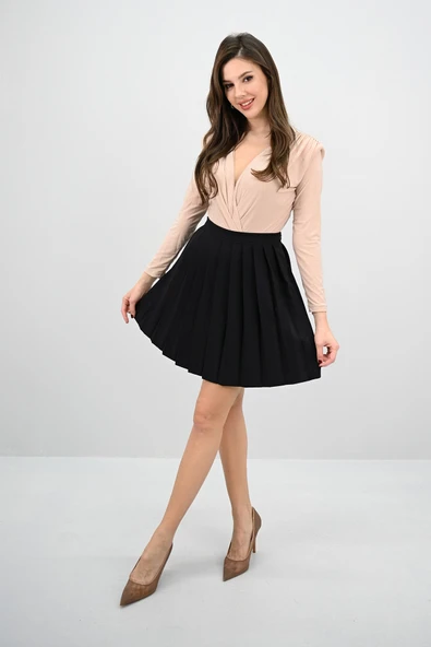 Kadın Yüksek Bel Pileli Etek 6316-25 - 3