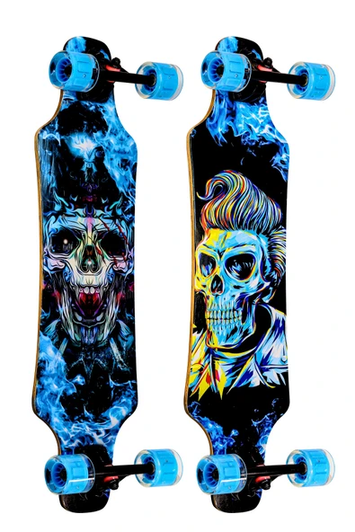 Işıklı Kaykay Silikon Teker Sessiz Semi-PRO Skeleton Model Zımparalı Skateboard Longboard 80 cm 3116 - 2