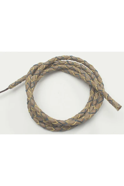 4-6 MM YUVARLAK ÖRGÜLÜ NATUREL (DOĞAL) DERİ KORDON (1 METRE)