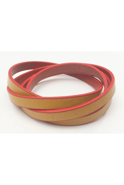 8-10 Mm Yassı Deri Sarı Lacivert Kayış (2 METRE) - Resim 5