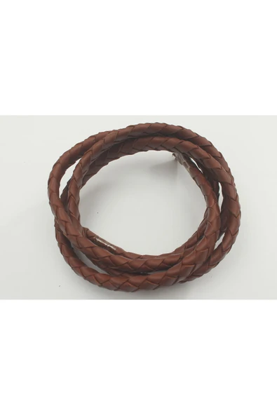4-6 MM YUVARLAK ÖRGÜLÜ NATUREL (DOĞAL) DERİ KORDON (1 METRE) - Resim 3