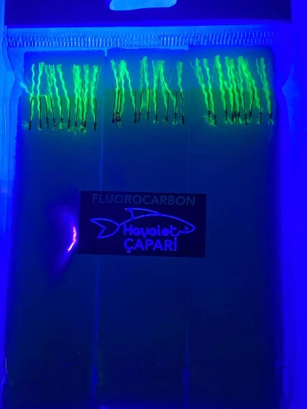Florocarbon Arnavut Çaparisi 12 No 3lü Paket 0.12/0.24 UV Yeşil - 2