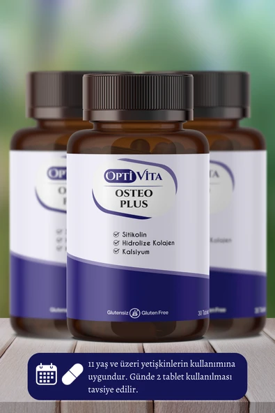 Optivita Osteo Plus 30 Tablet Kalsiyum, Magnezyum, Sitikolin, Kollajen, Çinko D Vitamini Çinko Bakır Selenyum - 2