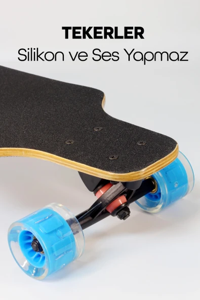 Işıklı Kaykay Silikon Teker Sessiz Semi-PRO Skeleton Model Zımparalı Skateboard Longboard 80 cm 3116 - 4