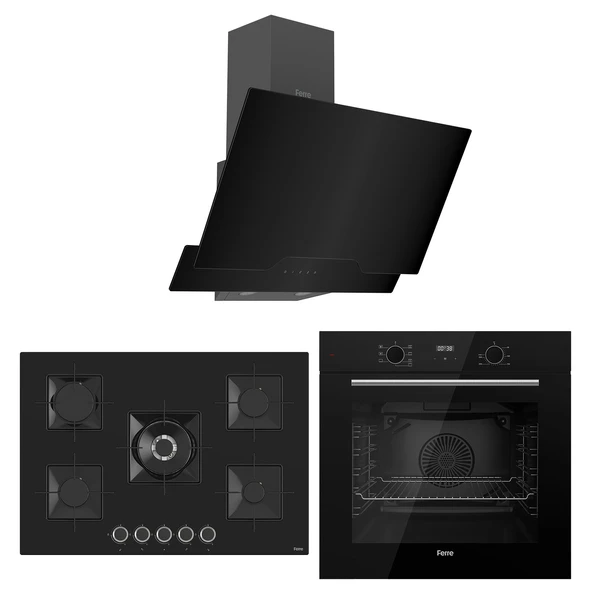 Ferre Flowart Florenz Pro Siyah 3'lü Ankastre Set ( QBL63CS-SS035-D063 )