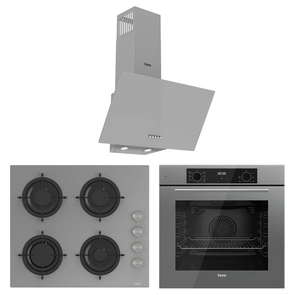 Ferre Flowart Lumora Essential Gri 3'lü Ankastre Set ( QBL63CPR-CS208-D088 )