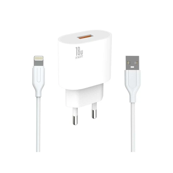 PDAteknoloji Yetty Lightning 2 in 1 Hızlı Şarj Cihazı + Lightning Kablo Beyaz YT-10L (Yerli Üretim)