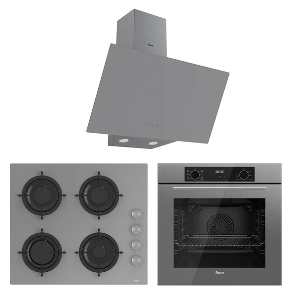 Ferre Flowart Lumora Plus Gri 3'lü Ankastre Set ( QBL63CPR-CS208-D079 ) ürün görseli 1