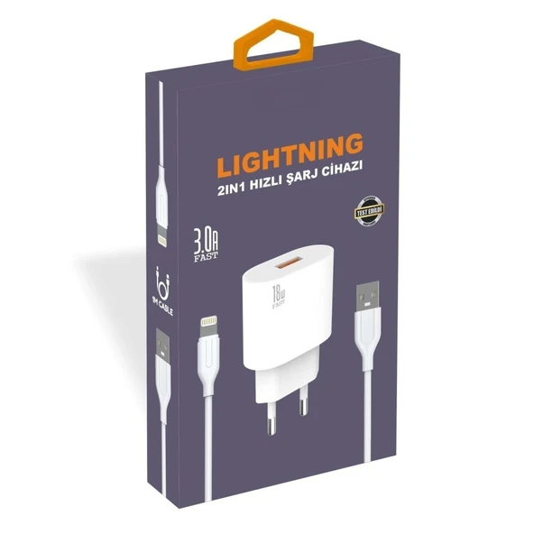 PDAteknoloji Yetty Lightning 2 in 1 Hızlı Şarj Cihazı + Lightning Kablo Beyaz YT-10L (Yerli Üretim) - 2
