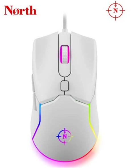 North Air White RGB Kablolu Profesyonel Oyuncu Mouse ürün görseli