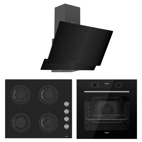 Ferre Flowart Lumora Pro Siyah 3'lü Ankastre Set ( QBL63CS-CS205-D063 )