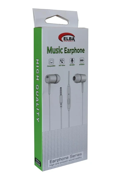 Elba elb22-D21B  Beyaz Kulakiçi Mikrofonlu Kablolu Kulaklık ürün görseli 1