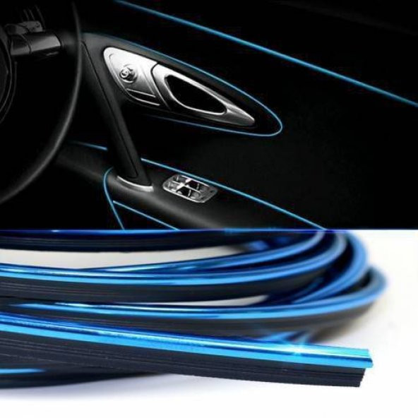 Peugeot 207 Araç İçi Nikelaj Mavi Torpido İp Trim Fitili 2 Metre
