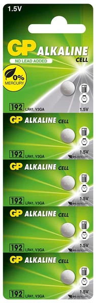 GP GP192-C5 LR41 AG3 Alkalin Düğme Pil 5'li Paket
