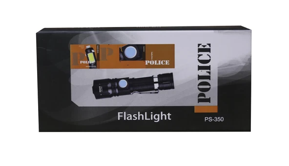 Polıce PS-350 Zoom Kırmızı İkaz Işıklı ve Magnet Özellikli Şarjlı El Feneri