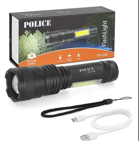 Polıce PS-358  Zoom  Gövdede Işık Şarjlı Led El Feneri - 1